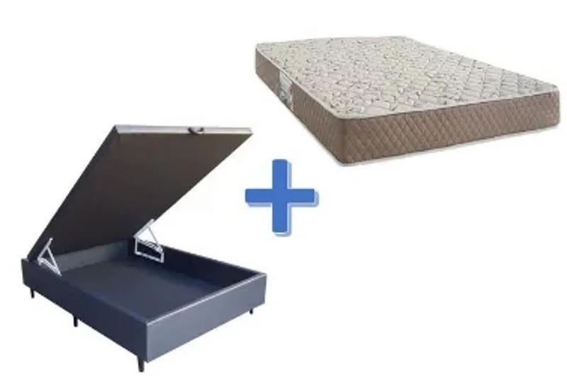 Conjunto: box com baú branco + colchão ortopédico durabilli d45 casal 138x188x66 Menor preço em Conjunto: box com baú branco + colchão ortopédico durabilli d45 casal 138x188x66