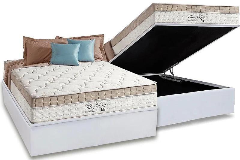 Imagem de Conjunto: box com baú + colchão anjos king best - molas superlastic casal 138x188x79