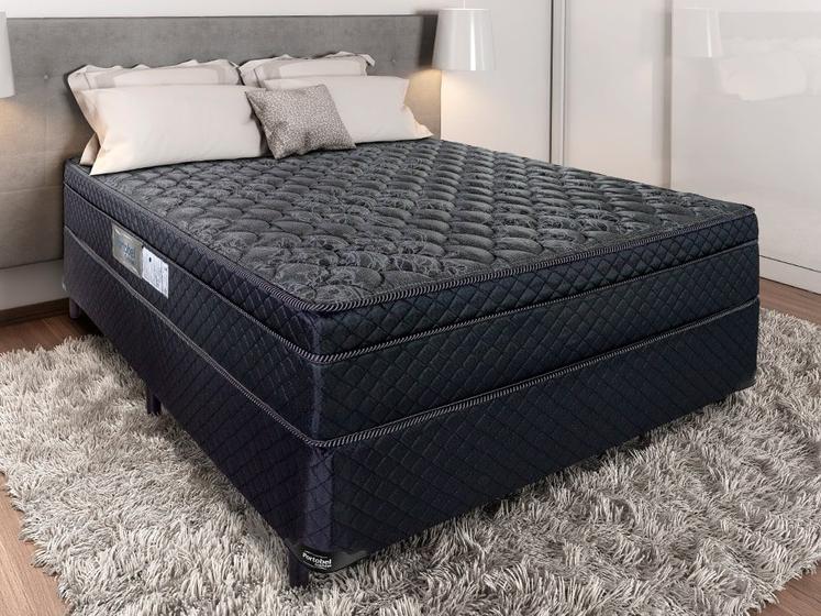 Conjunto Box de Casal Portobel Black Light com Colchão de Molas - 138x188x70 cm - Preto Menor preço em Conjunto Box de Casal Portobel Black Light com Colchão de Molas - 138x188x70 cm - Preto