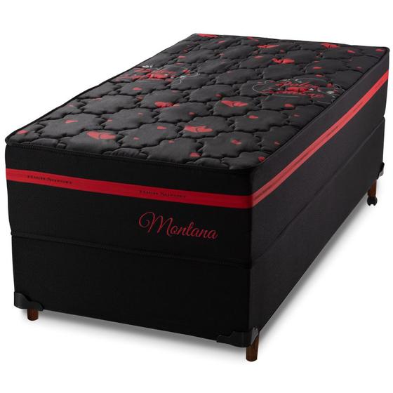 Conjunto Box e Colchão Solteiro Hellen Montana com molas ensacadas 88 cm - Preto/Vermelho Menor preço em Conjunto Box e Colchão Solteiro Hellen Montana com molas ensacadas 88 cm - Preto/Vermelho