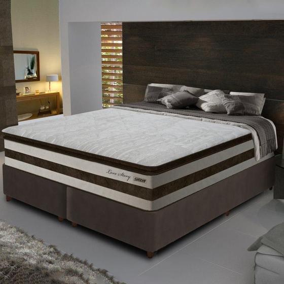 Conjunto Box King 193 cm Pillow Top Love Story Gazin Menor preço em Conjunto Box King 193 cm Pillow Top Love Story Gazin