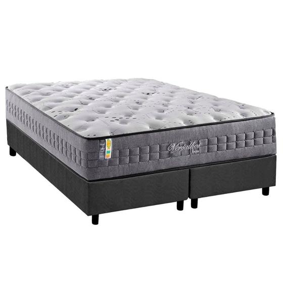 Imagem de Conjunto Box King: Colchão Molas Anjos Ensacadas Versalhes Pillow In + Base CRC Suede Gray(193x203)