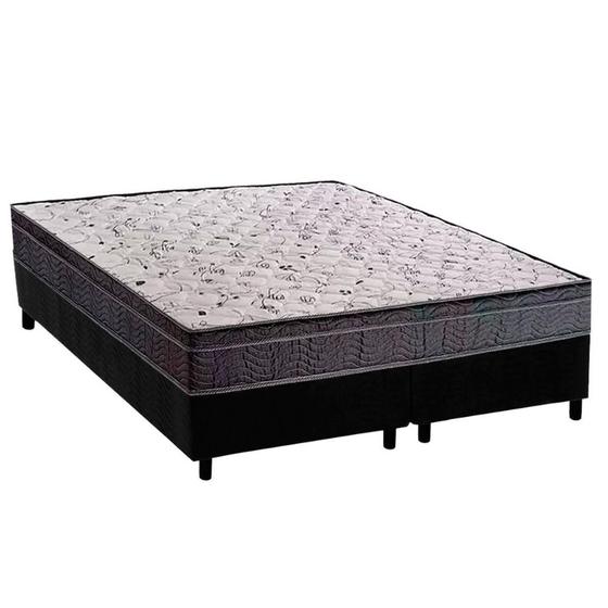Imagem de Conjunto Box Queen: Colchão Espuma Ortobom D20 Physical Super Hiper Resistente 25 + Base CRC Suede Black (158x198)