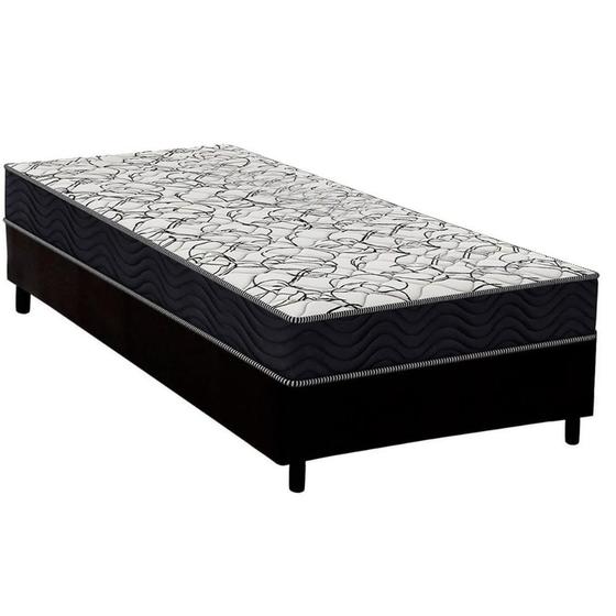 Imagem de Conjunto Box Solteiro: Colchão Anatômico Ortobom D45 Airtech 150 + Base CRC Suede Black (88x188)