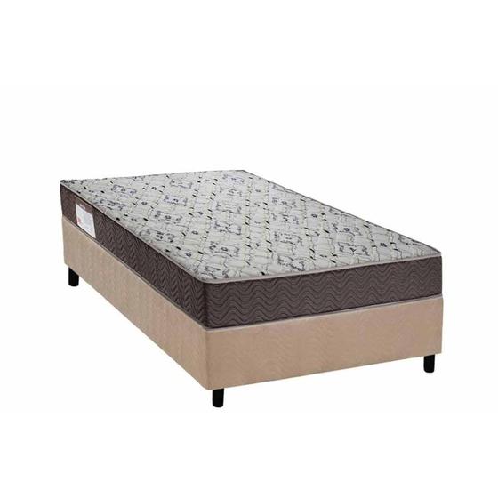 Imagem de Conjunto Box Solteiro: Colchão Anatômico Ortobom D45 ISO 150 Mega Firme + Base CRC Suede Clean (88x188)