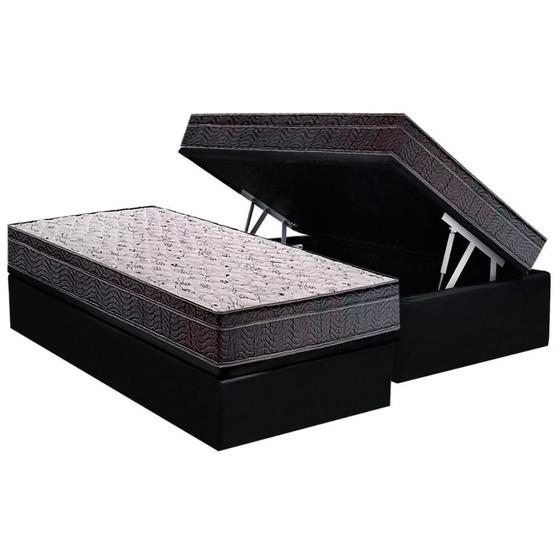 Imagem de Conjunto Box Solteiro: Colchão Espuma Ortobom D20 Physical Super Hiper Resistente 20 + Base CRC Suede Black (88x188)