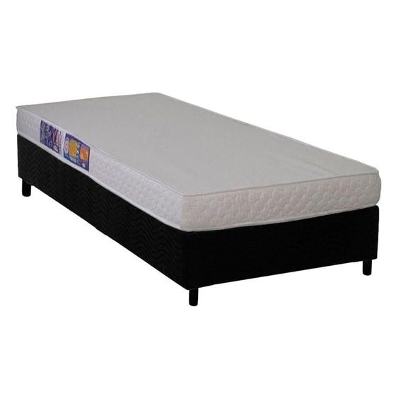 Imagem de Conjunto Box Solteiro: Colchão Espuma Ortobom D23 Light Saúde + Base CRC Suede Black (88x188)