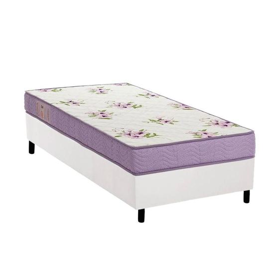 Imagem de Conjunto Box Solteiro: Colchão Espuma Ortobom D23 Physical Super Resistente Bordado + Base CRC Courano White(78x188)