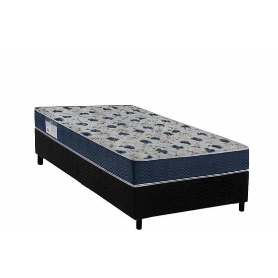 Imagem de Conjunto Box Solteiro: Colchão Espuma Ortobom D28 Anatômico ISO 60 + Base CRC Suede Black (78x188)