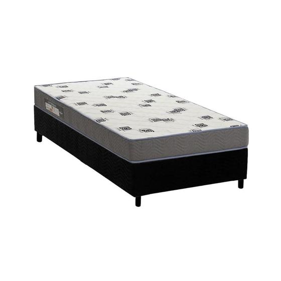 Imagem de Conjunto Box Solteiro: Colchão Espuma Ortobom D33 Light Saúde + Base CRC Suede Black (78x188)