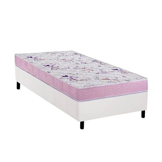 Imagem de Conjunto Box Solteiro: Colchão Espuma Ortobom D33 Physical Hiper Resistente 17 + Base CRC Courano White(78x188)