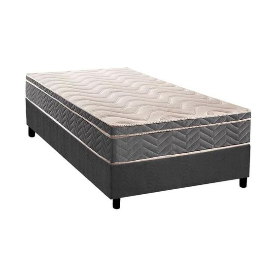 Imagem de Conjunto Box Solteiro: Colchão Espuma Paropas D45 Anatômico Confort Mega Firme + Base CRC Suede Gray (88x188)