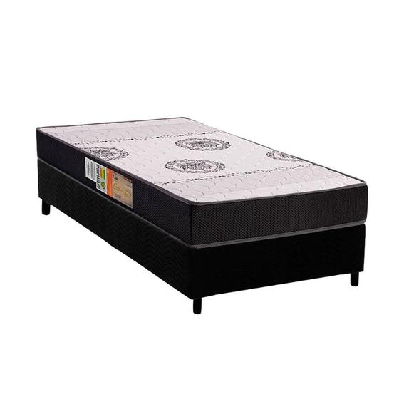 Imagem de Conjunto Box Solteiro: Colchão Espuma Polar D28 Orthoface Black + Base CRC Suede Black (78x188)