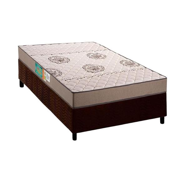 Imagem de Conjunto Box Solteiro: Colchão Espuma Polar D33 Pérola Clean + Base CRC Suede Brown (88x188)