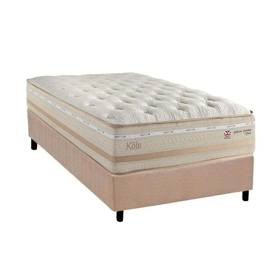 Imagem de Conjunto Box Solteiro: Colchão Molas Herval Maxspring Koln + Base CRC Suede Clean (96x203)