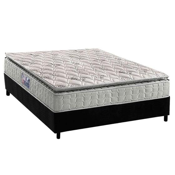 Imagem de Conjunto Box Viúva: Colchão Espuma D Angelis Anjos D33 Orthosono + Base CRC Suede Black (128x188)