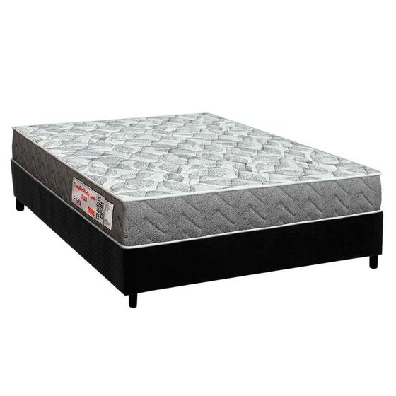 Imagem de Conjunto Box Viúva: Colchão Espuma Orthoflex D23 ComfortPedic + Base CRC Suede Black (128x188)