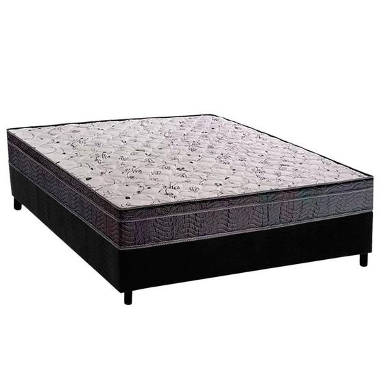 Imagem de Conjunto Box Viúva: Colchão Espuma Ortobom D20 Physical Super Hiper Resistente 20 + Base CRC Suede Black (128x188)