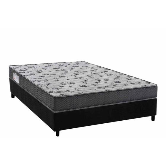 Imagem de Conjunto Box Viúva: Colchão Espuma Ortobom D33 Anatômico ISO 100 Ultra Firme + Base CRC Suede Black (128x188)