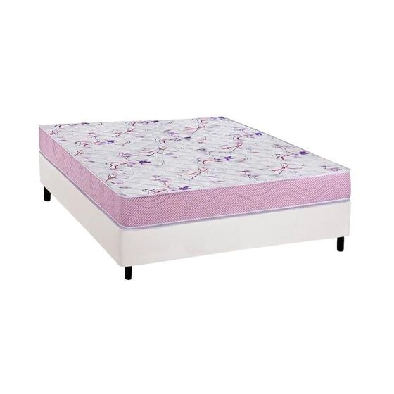 Imagem de Conjunto Box Viúva: Colchão Espuma Ortobom D33 Physical Hiper Resistente 17 + Base CRC Courano White (128x188)