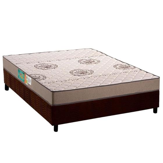 Imagem de Conjunto Box Viúva: Colchão Espuma Polar D33 Pérola Clean + Base CRC Suede Brown (128x188)