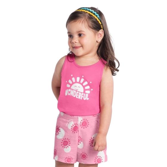 Imagem de Conjunto Brandili Infantil Verão Menina Blusa e Short Meia Malha Sofisticado e Moderno 55660