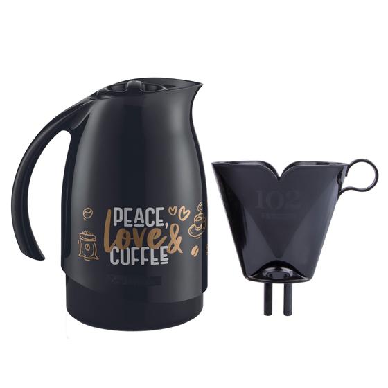 Imagem de Conjunto Bule Térmico 700ml + Suporte Filtro De Café - Preto