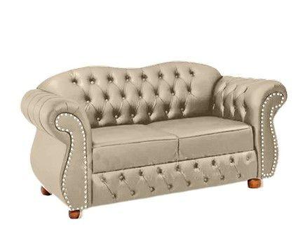 Imagem de Conjunto c/ 2 Namoradeiras Chesterfield Merlo 2 Lugares - Suede Bege / Decoração, recepção, sala tv estar