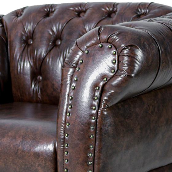 Imagem de Conjunto c/ 2 Poltronas Chesterfield Duque Para Sala, Tv, Estar, Recepção, Barbearia , Decoração - Corano Marrom