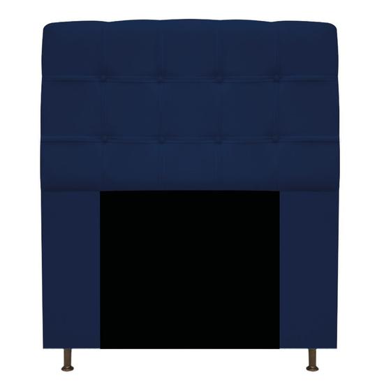 Imagem de Conjunto Cabeceira Estofada Mel 100cm e Calçadeira Mel 100cm Suede Azul Marinho