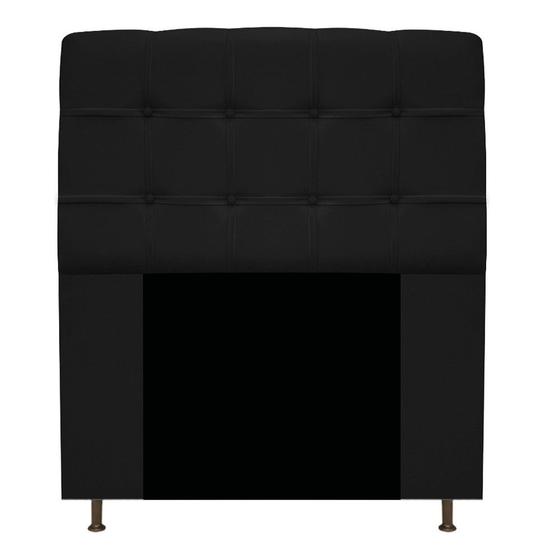 Imagem de Conjunto Cabeceira Estofada Mel 90cm e Calçadeira Mel 90cm material sintético Preto - KDAcanto Móveis