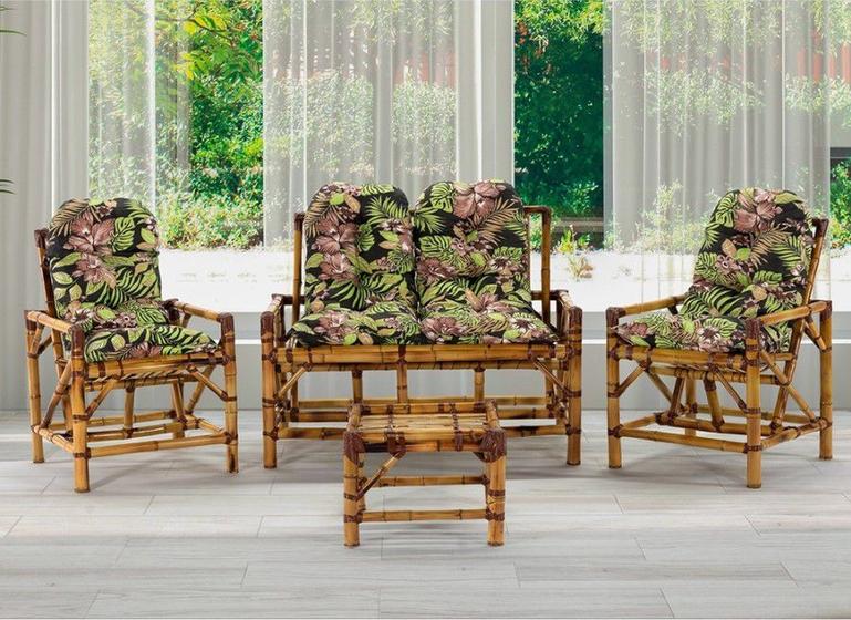 Imagem de Conjunto Cadeiras de Bambu + Mesa Para Sala e Área Externa T6