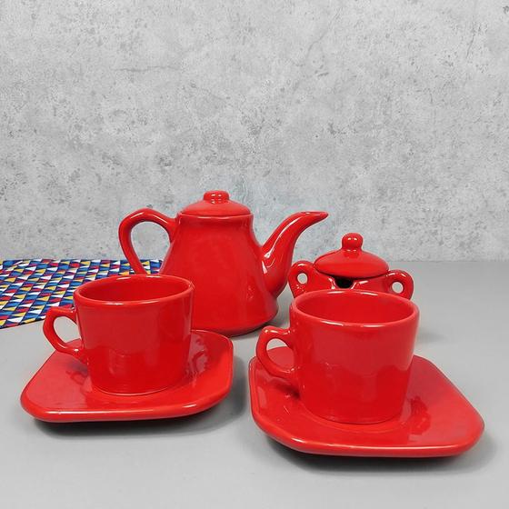 Imagem de Conjunto Café Provençal 4 Peças Vermelho