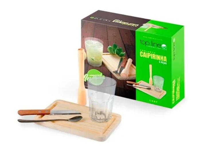 Imagem de Conjunto Caipirinha com 5 Peças - Tabua em Madeira - Top Line