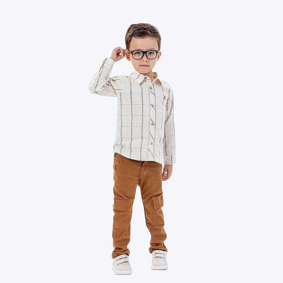 Imagem de Conjunto Calça Cargo e Camisa Xadrez Infantil Masculino Vigat 3894