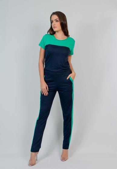 Imagem de Conjunto Calça e Blusa Maria Paes  Azul Marinho e Verde