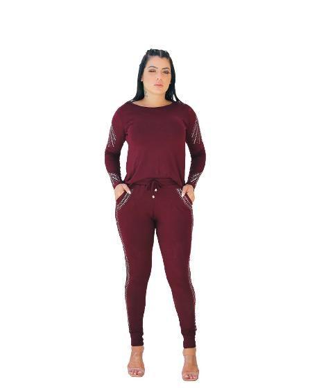 Imagem de Conjunto Calça Jogger E Blusa Manguinha Com Pedraria 16