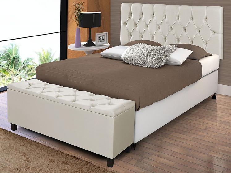 Conjunto Calçadeira Bau e Cabeceira Box Casal Paris 1,40 Areia Menor preço em Conjunto Calçadeira Bau e Cabeceira Box Casal Paris 1,40 Areia