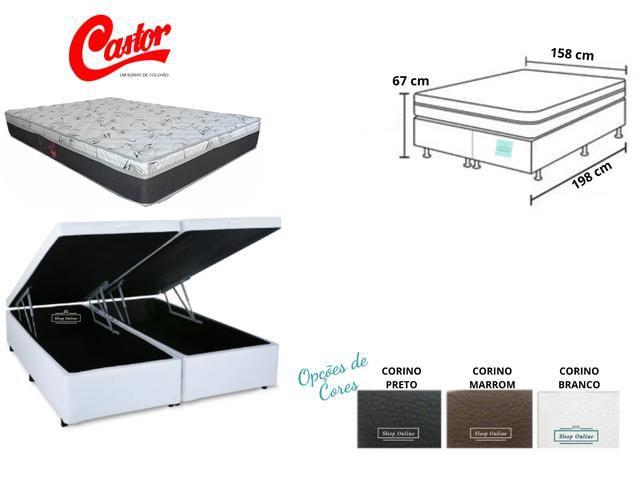 Conjunto Cama Box Baú Casal Queen Jadmax + Colchão Castor Class 158x198x67 Menor preço em Conjunto Cama Box Baú Casal Queen Jadmax + Colchão Castor Class 158x198x67