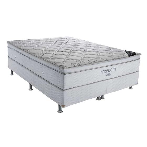 Conjunto Cama Box Bipartido Light com Colchão Queen Molas Ensacada Freedom (32x158x198) Branco Menor preço em Conjunto Cama Box Bipartido Light com Colchão Queen Molas Ensacada Freedom (32x158x198) Branco