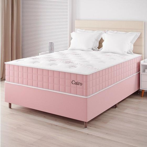 Imagem de Conjunto Cama Box Casal Cairo Com Molas Ensacadas 138cmx188cmx67cm Rose