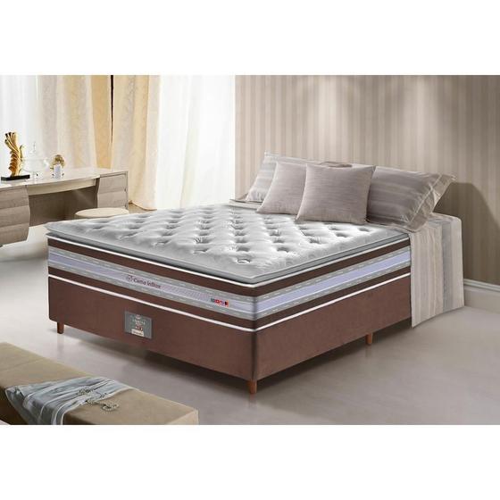 Imagem de Conjunto Cama Box Casal de Molas Ensacadas D33 com Pillow TOP Cama inBox Select 138x188x70 Café