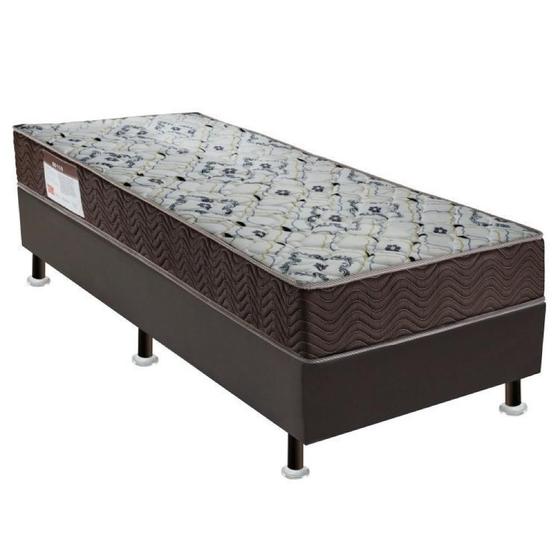 Imagem de Conjunto Cama Box Colchão Iso D45 Solteiro Ortobom Marrom/Branco