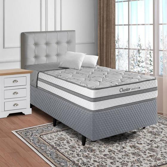 Conjunto Cama Box Colchão Solteiro Molas Maxspring 88x188x24cm Chester Herval Menor preço em Conjunto Cama Box Colchão Solteiro Molas Maxspring 88x188x24cm Chester Herval