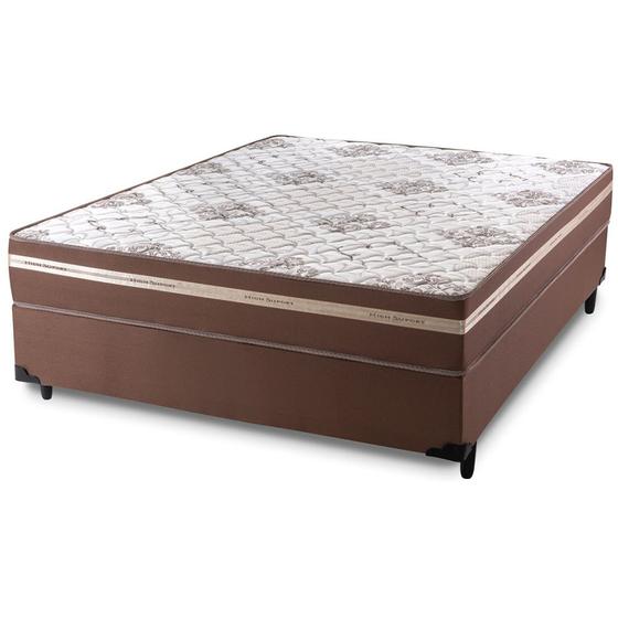 Imagem de Conjunto Cama Box de Casal Hellen Millenium One Face com espuma D33 1.38  Marrom