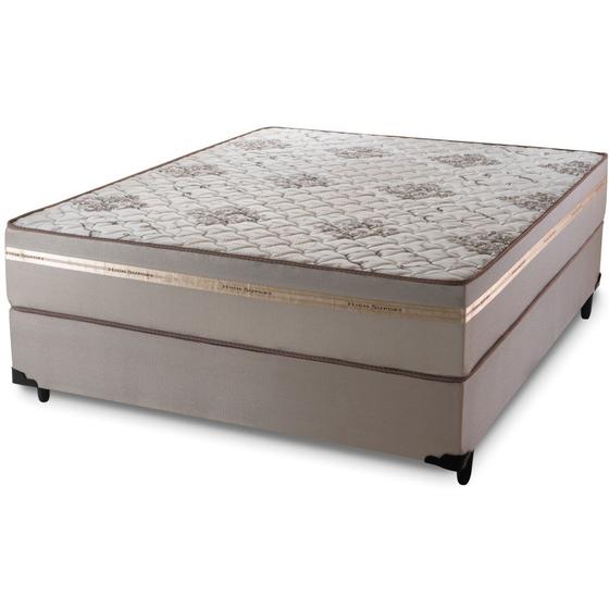 Imagem de Conjunto Cama Box de Casal Hellen Strong One Face com espuma D45 1.38  Bege/Marrom
