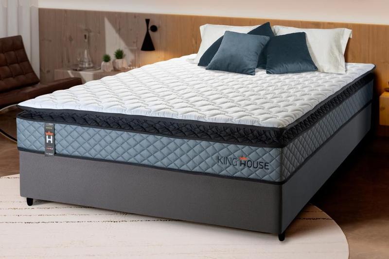 Imagem de Conjunto Cama Box Espuma Chicago Cinza Casal 138x188x57