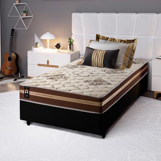 Imagem de Conjunto Cama Box Espuma Espuma Chicago Marrom Solteiro 88x188x57