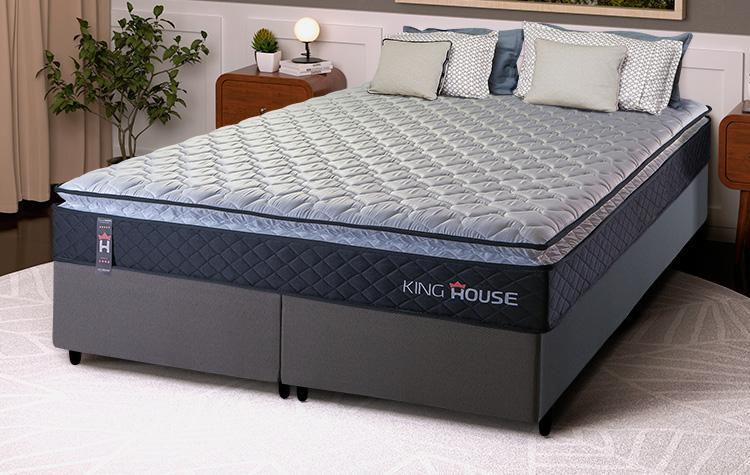 Conjunto Cama Box King Dakota Preto 193x203x57 Espuma D33 Menor preço em Conjunto Cama Box King Dakota Preto 193x203x57 Espuma D33