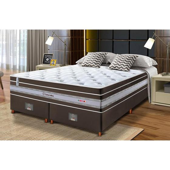 Imagem de Conjunto Cama Box King de Molas Ensacadas Cama inBox Select Euro Soft 193x203x71 Café